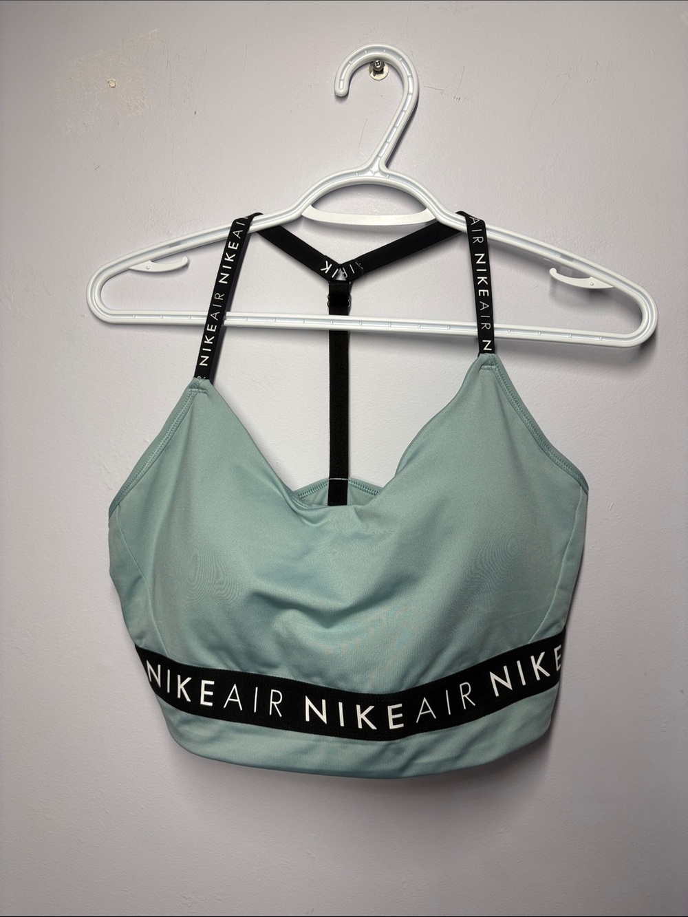 Nike Light Blue T-Back Sports Bra with Black Nike Air Band